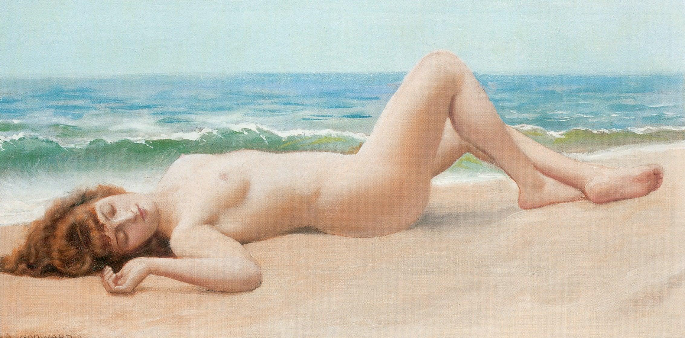 pintura Desnudo En La Playa - John William Godward