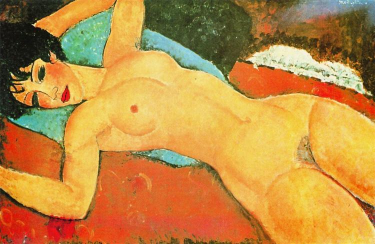 pintura Desnudo Para Dormir Con Los Brazos Abiertos Desnudo Rojo - Amedeo Modigliani