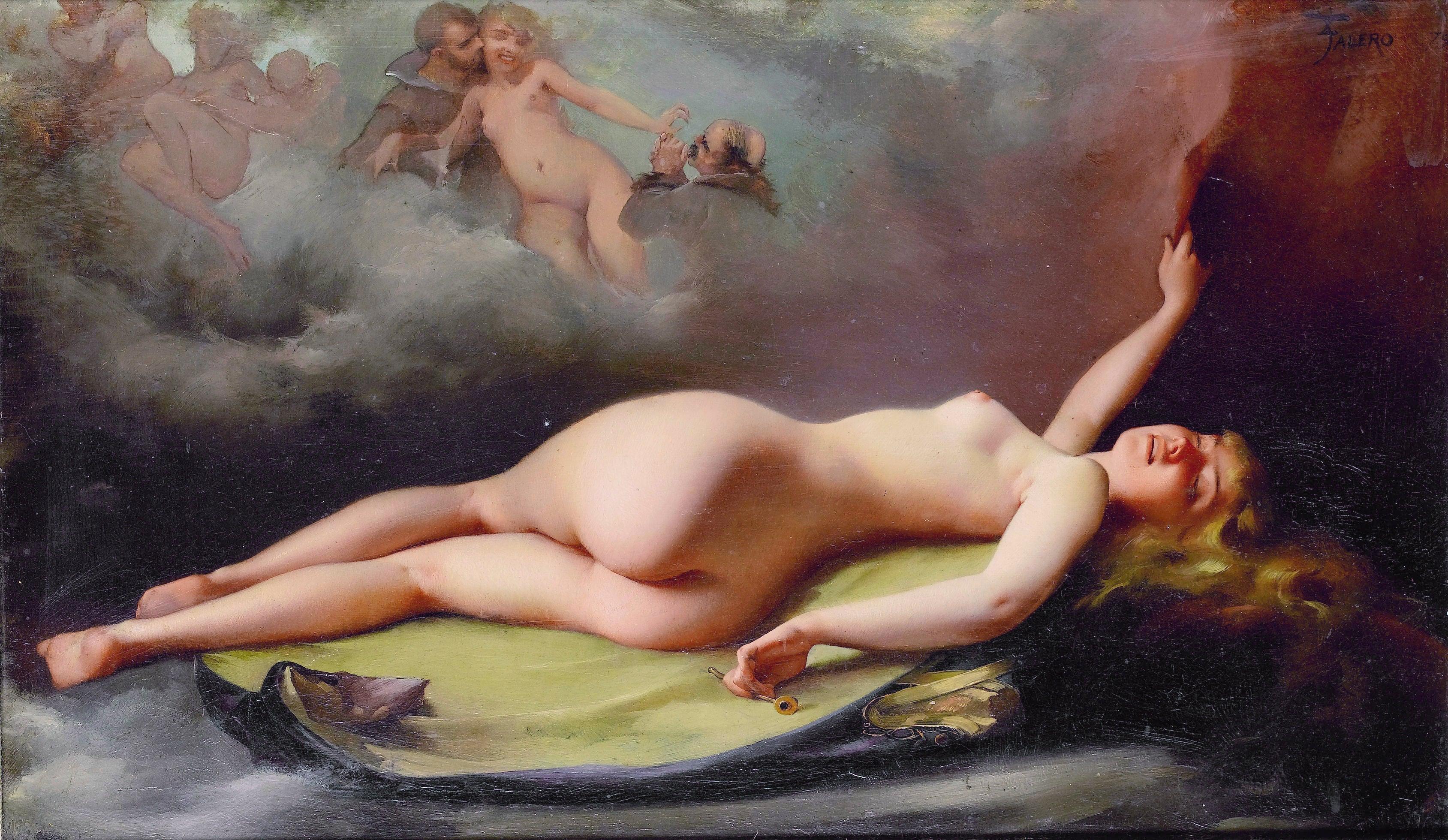 pintura Desnudo Reclinado - Luis Ricardo Falero