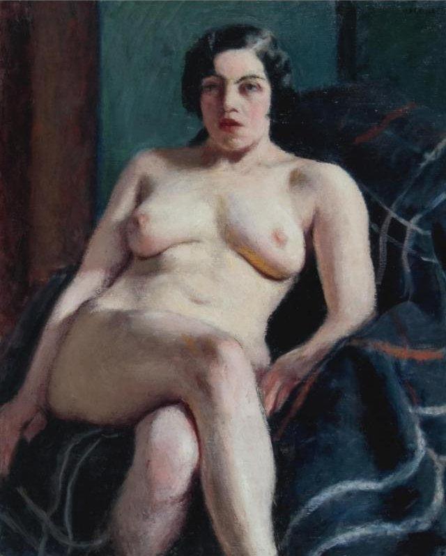 pintura Desnudo Sentado En Una Alfombra Verde - Roderic OConor