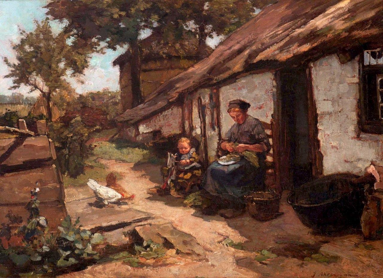 pintura Detrás De La Casa - Johannes Evert Hendrik Akkeringa