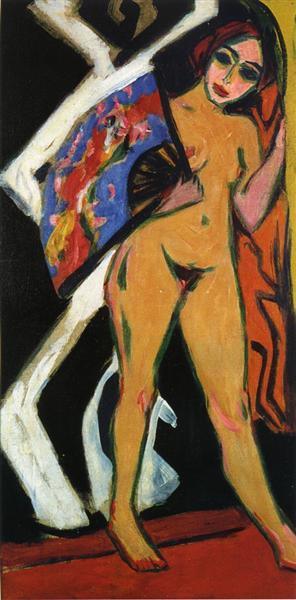 pintura Dodo Con Abanico Grande - Ernst Ludwig Kirchner