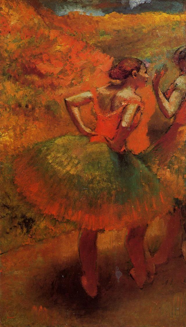 pintura Dos Bailarinas En Faldas Verdes, Paisaje Scener - Edgar Degas