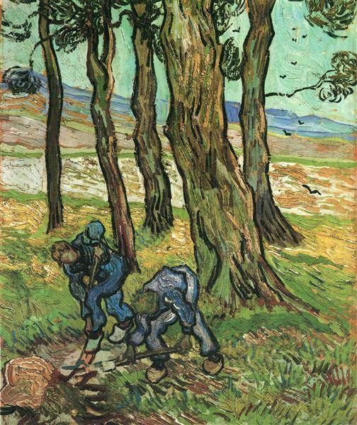 pintura Dos Excavadoras Entre Árboles - Vincent Van Gogh