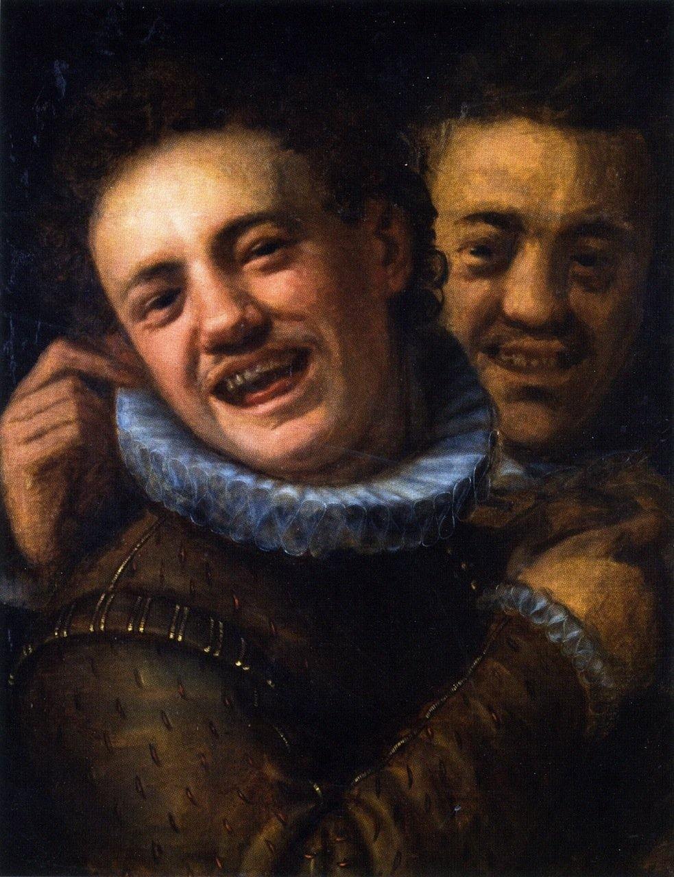 pintura Dos Hombres Que Se Ríen - Hans von Aachen