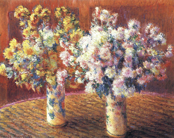 pintura Dos Jarrones Con Crisantemos - Claude Monet
