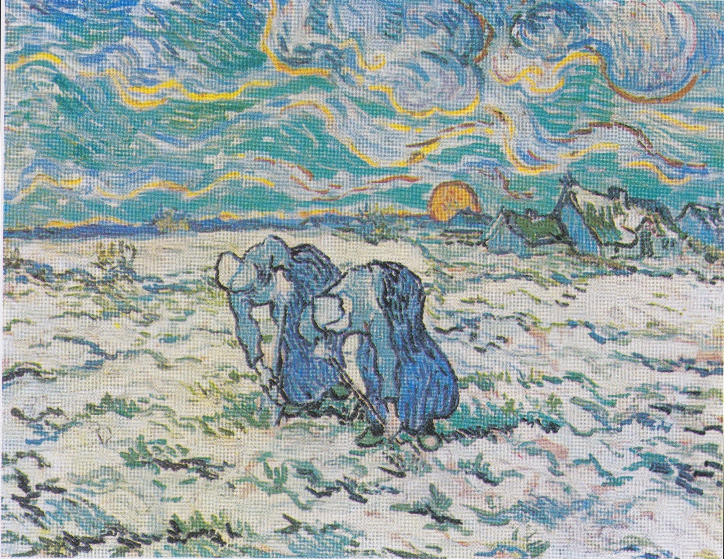 pintura Dos Mujeres Campesinas Cavando En El Campo Con Nieve - Vincent Van Gogh