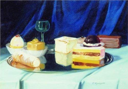 pintura Dulces, Bodegón - Boris Kustodiev