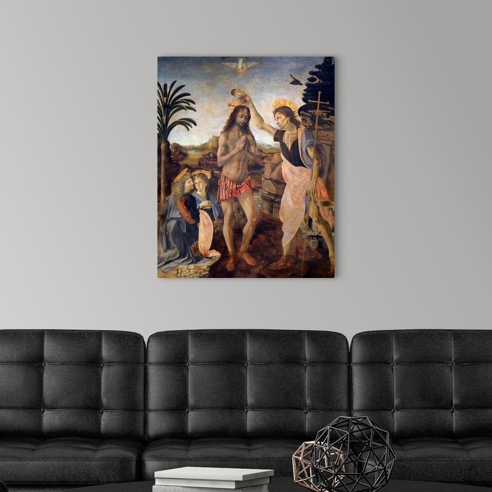 pintura El Bautismo de Cristo - Andrea del Verrocchio