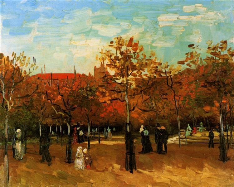 pintura El Bois De Boulogne Con Gente Caminando - Vincent Van Gogh