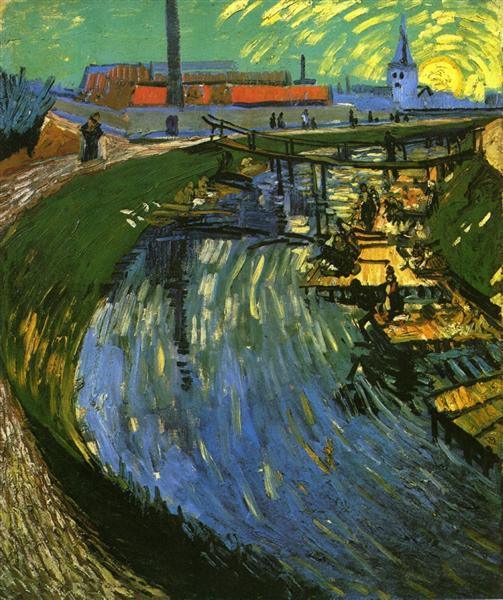 pintura El Canal Roubine Du Roi Con Lavanderas - Vincent Van Gogh