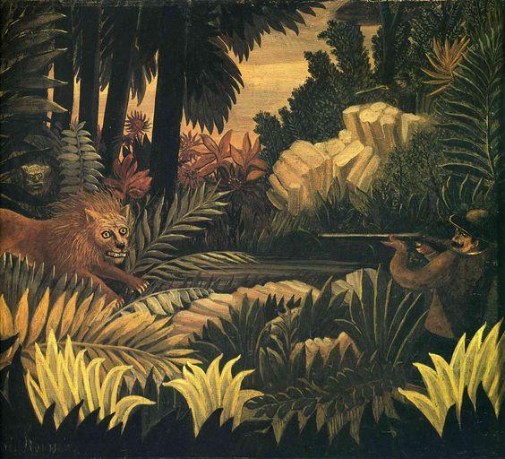 pintura El Cazador De Leones - Henri Rousseau
