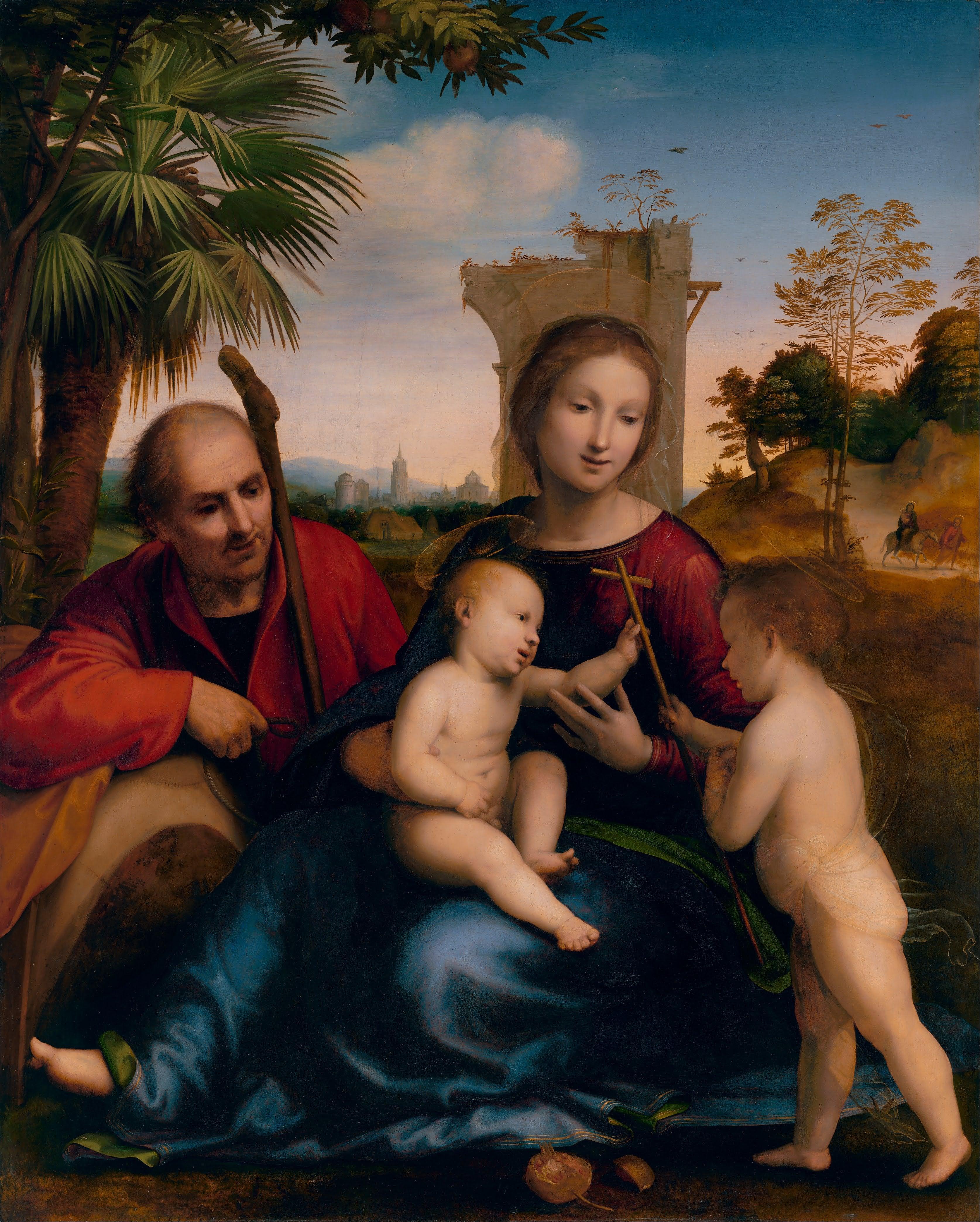 pintura El Descanso En La Huida A Egipto Con San Juan Bautista - Fra Bartolomeo