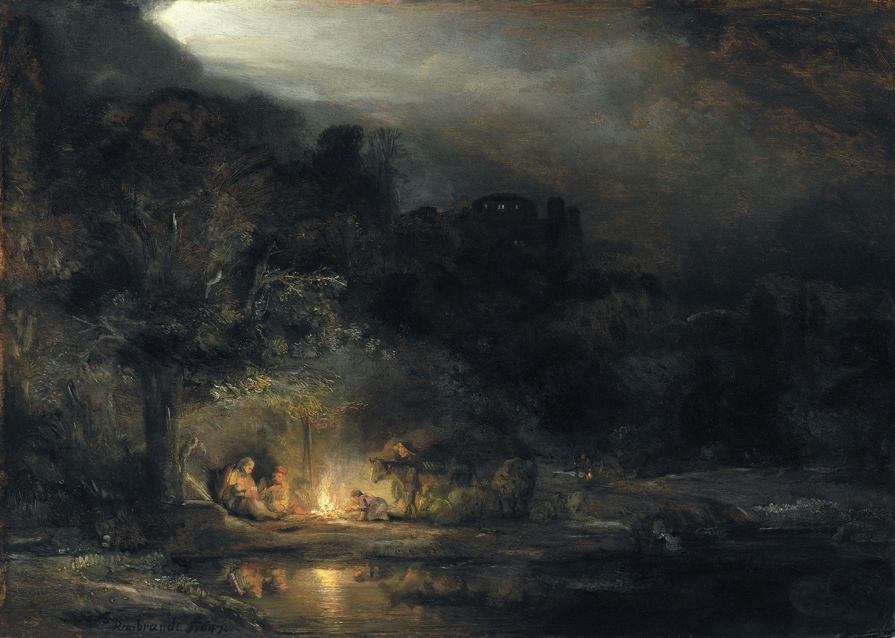 pintura El Descanso En La Huida A Egipto - Rembrandt