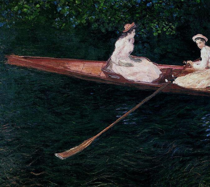 pintura El Esquife Rosado Canotaje En El Ept - Claude Monet