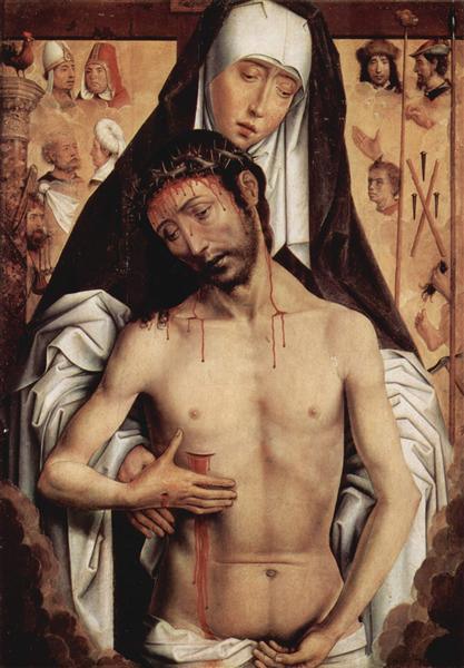 pintura El Hombre De Los Dolores En Los Brazos De La Virgen - Hans Memling