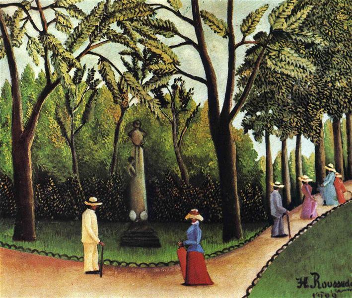 pintura El Monumento A Chopin En Los Jardines De Luxemburgo - Henri Rousseau