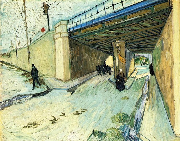 pintura El Puente Ferroviario Sobre La Avenida Montmajour - Vincent Van Gogh