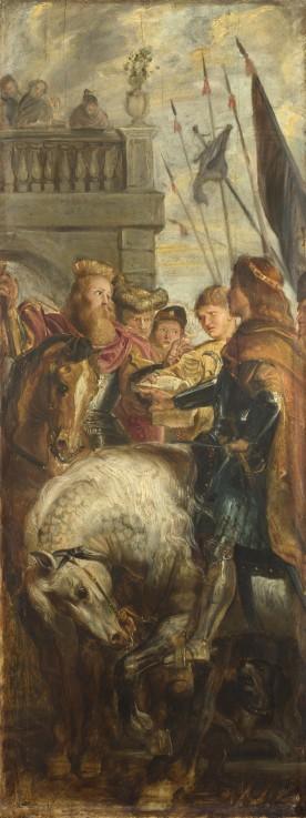 pintura El Rey Clothar Y Dagoberto Disputan Con Un Heraldo Del Emperador Mauricio - Peter Paul Rubens