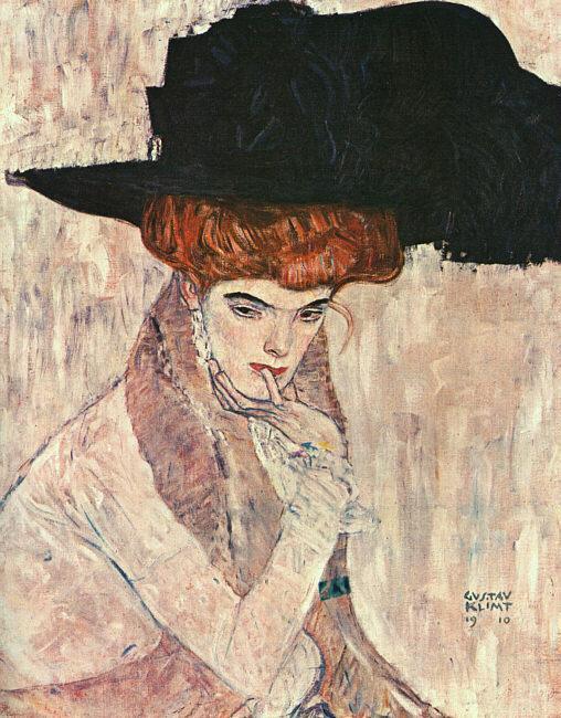 pintura El Sombrero De Plumas Negras - Gustav Klimt