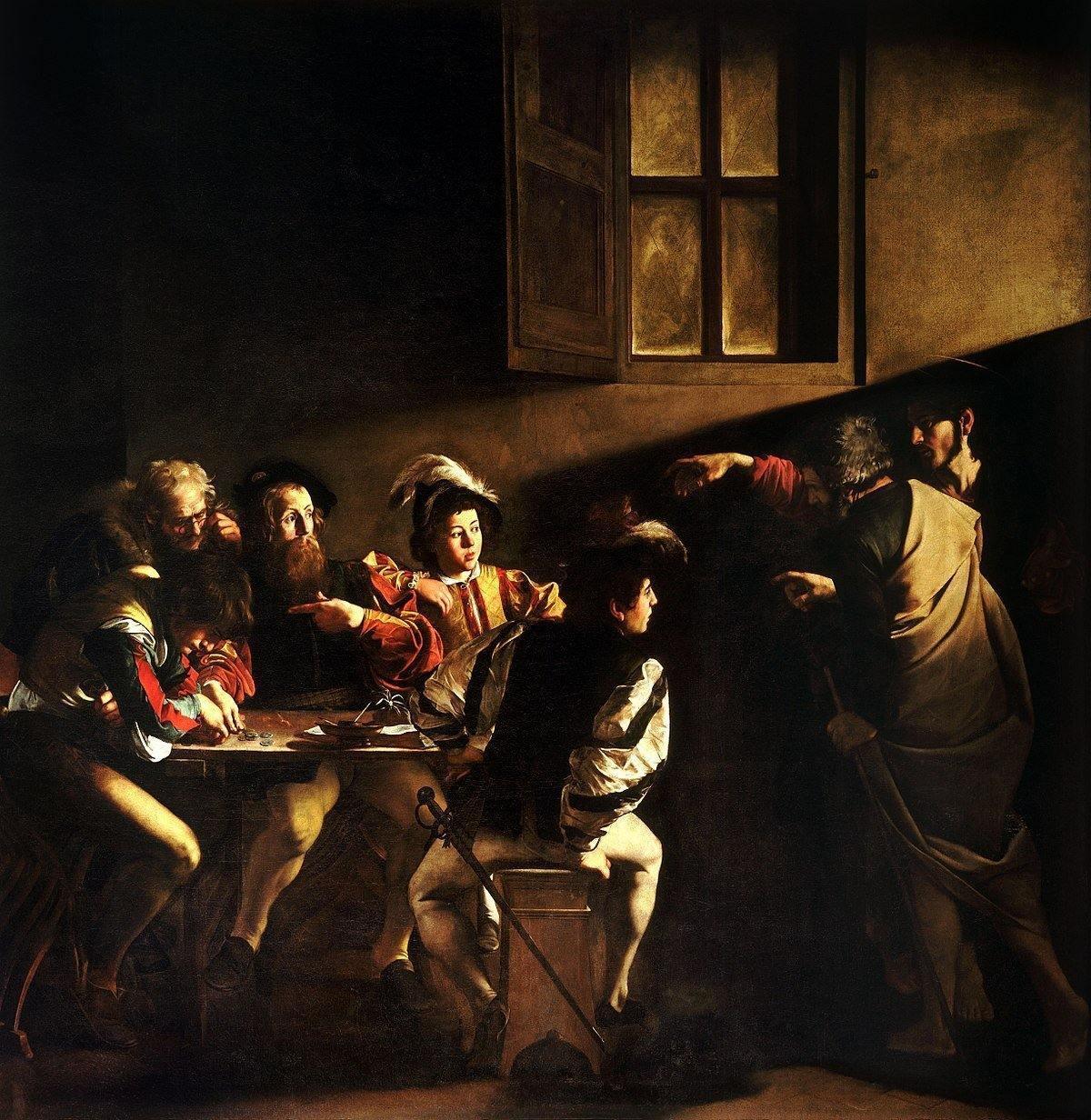 pintura El llamado de San Mateo (La Vocación de San Mateo) - Caravaggio