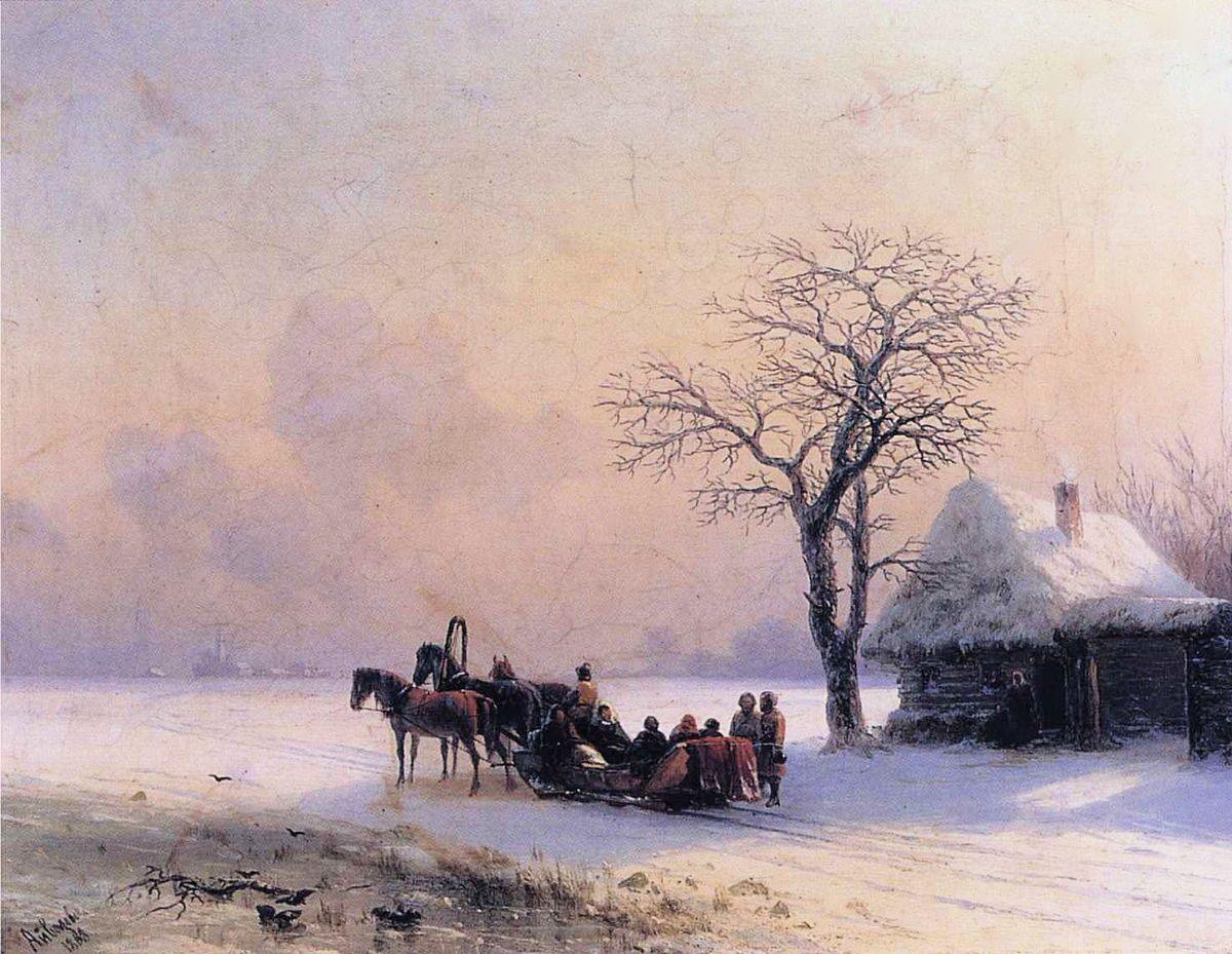 pintura Escena De Invierno En La Pequeña Rusia - Ivan Aivazovsky
