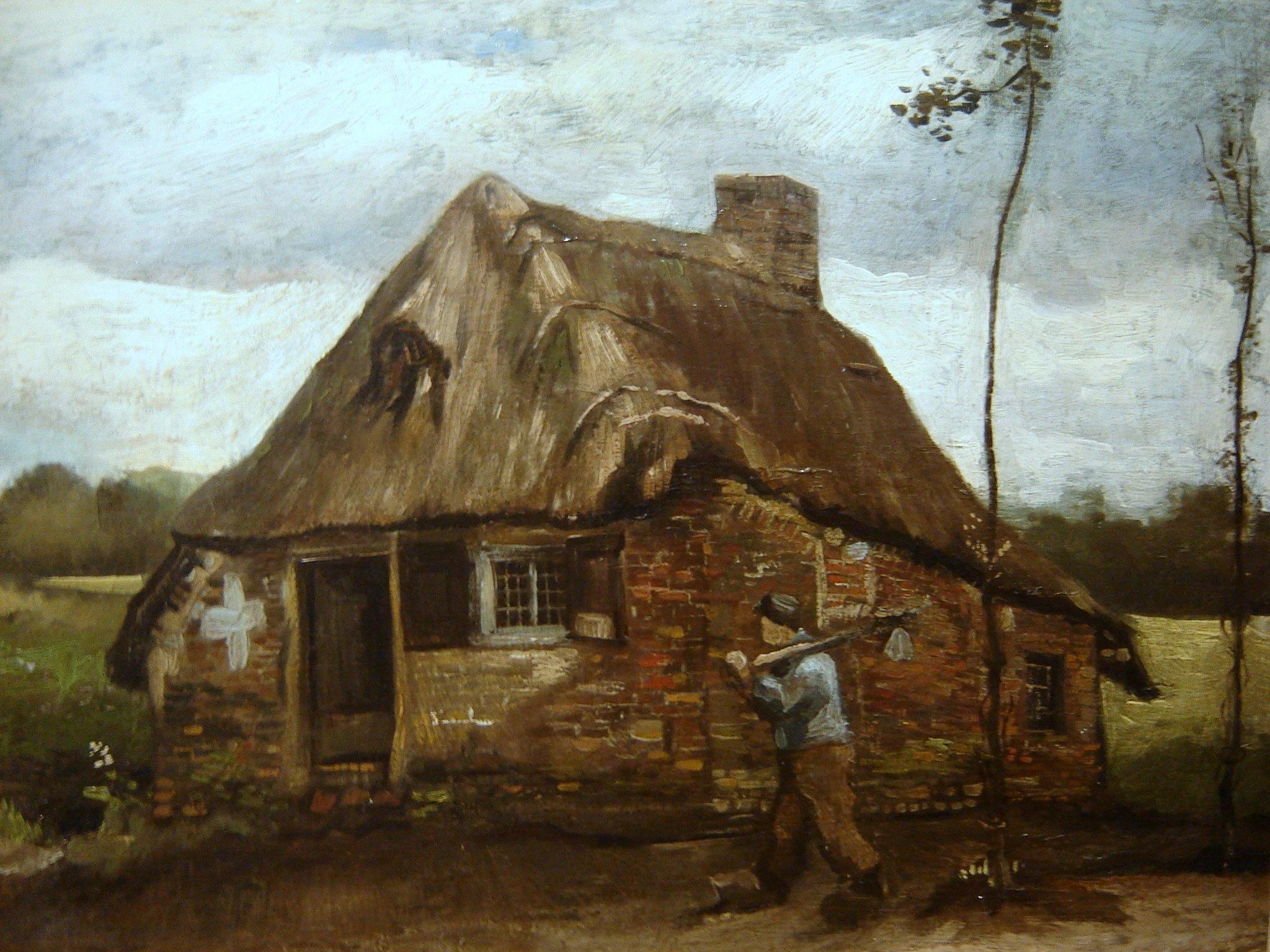 pintura Escena De Una Cabaña Con Un Campesino Regresando A Casa - Vincent Van Gogh
