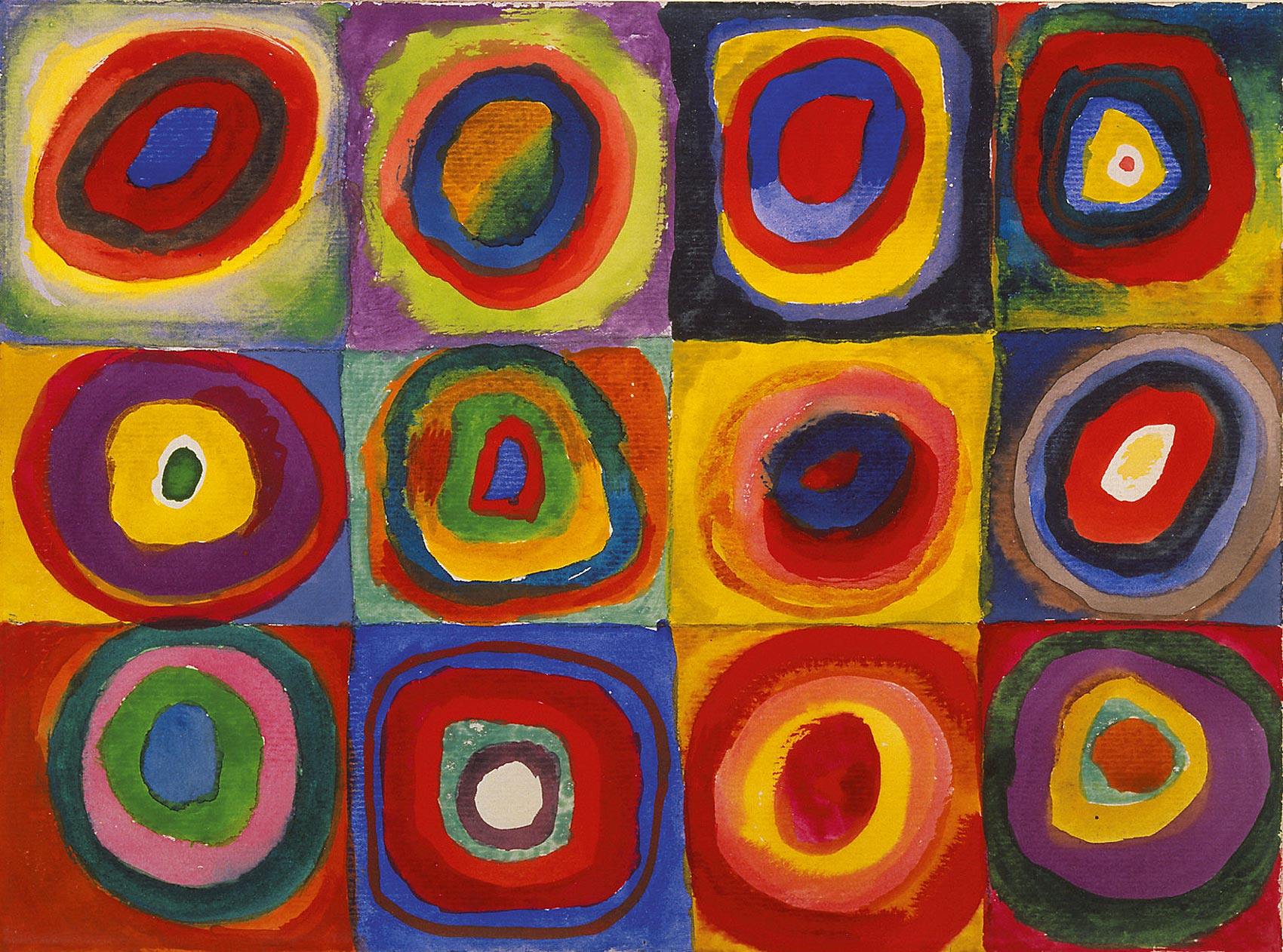 pintura Estudio De Color: Cuadrados Con Círculos Concéntricos - Wassily Kandinsky
