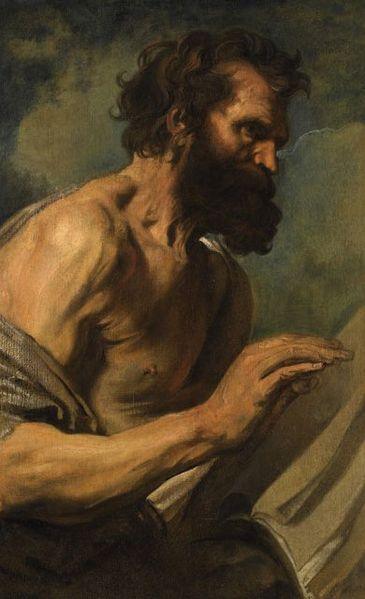 pintura Estudio De Un Hombre Barbudo Con Las Manos Levantadas - Anthony Van Dyck
