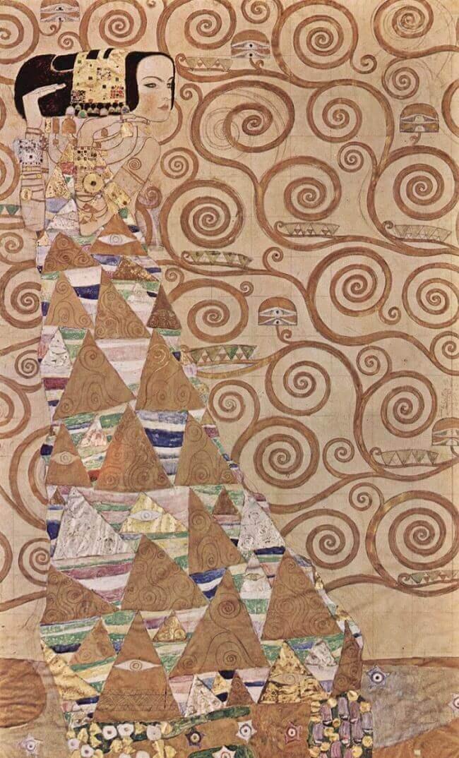 pintura Expectativa - Gustav Klimt
