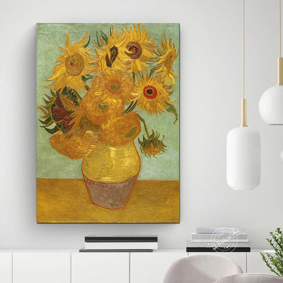 Vase With 12 Sunflowers