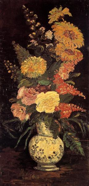 pintura Florero Con Asteres, Salvia Y Otras Flores - Vincent Van Gogh