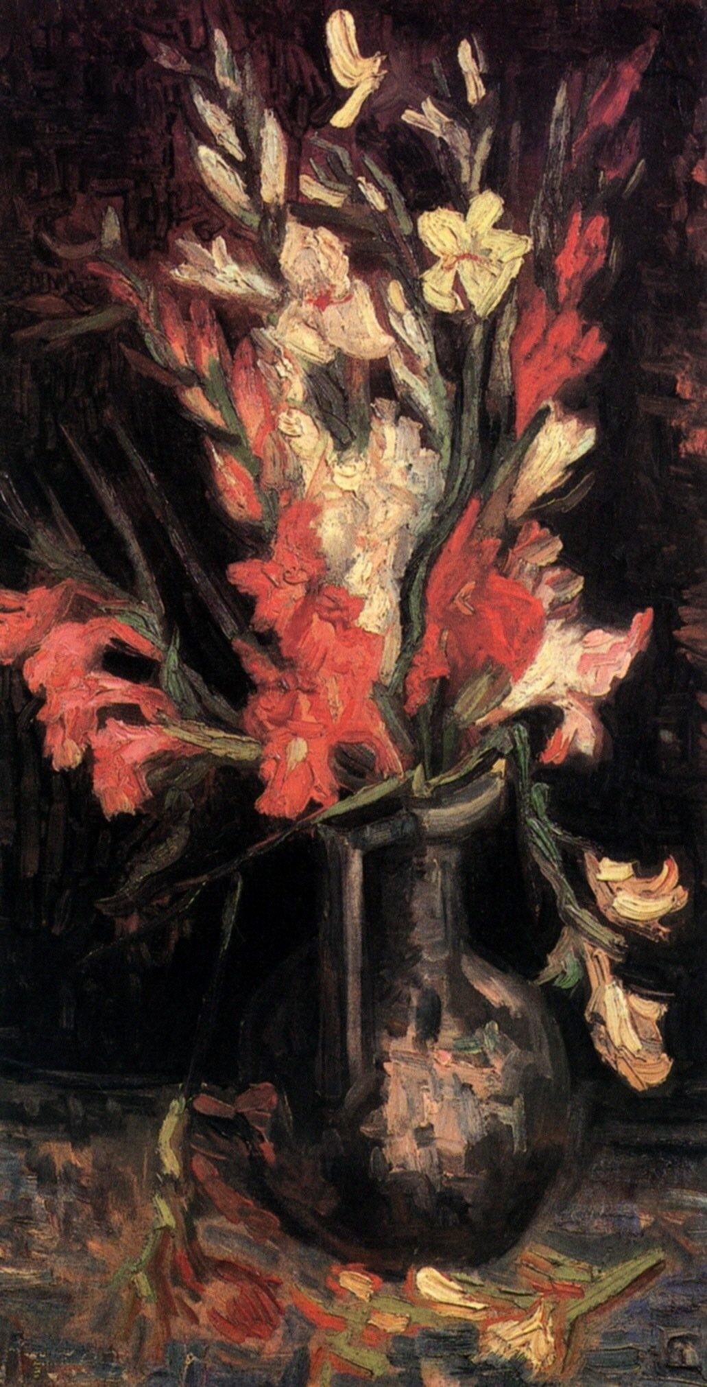 pintura Florero Con Gladiolos Rojos - Vincent Van Gogh