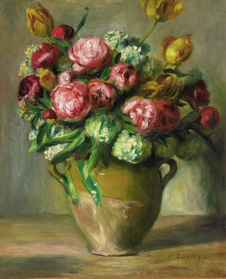 pintura Florero De Peonías - Pierre-Auguste Renoir