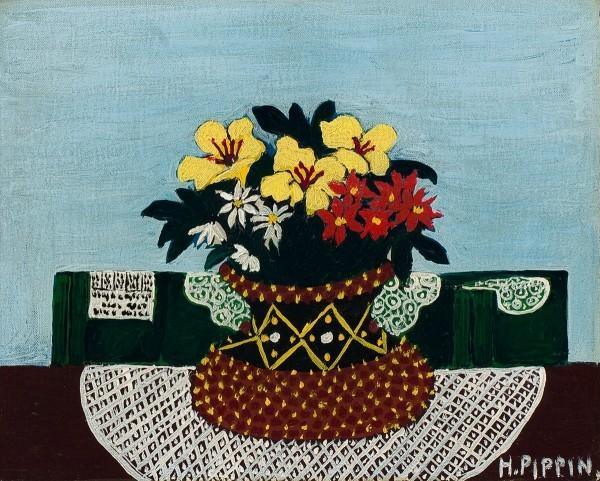pintura Flores Con Cuatro Tapetes - Horace Pippin
