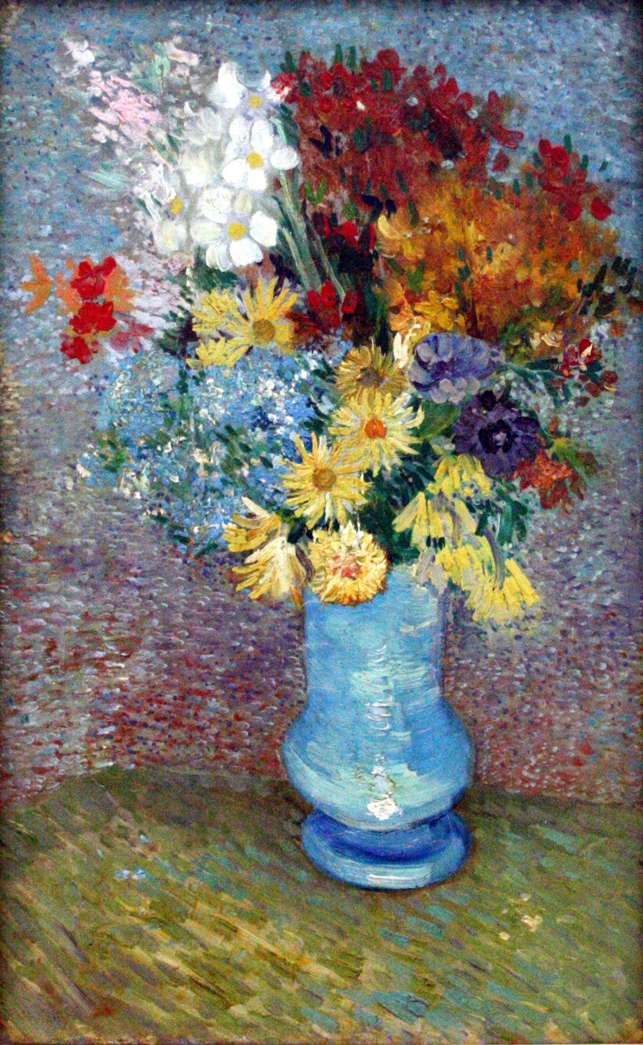 pintura Flores En Un Jarrón Azul - Vincent Van Gogh