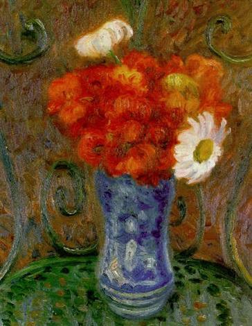pintura Flores En Una Silla De Jardín - William Glackens