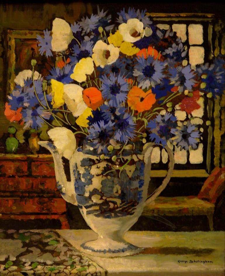 pintura Flores En Una Tetera - George Sheringham