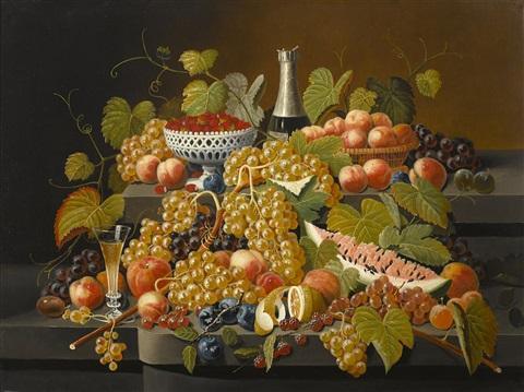 pintura Fruta Y Champán En Doble Nivel - Severin Roesen