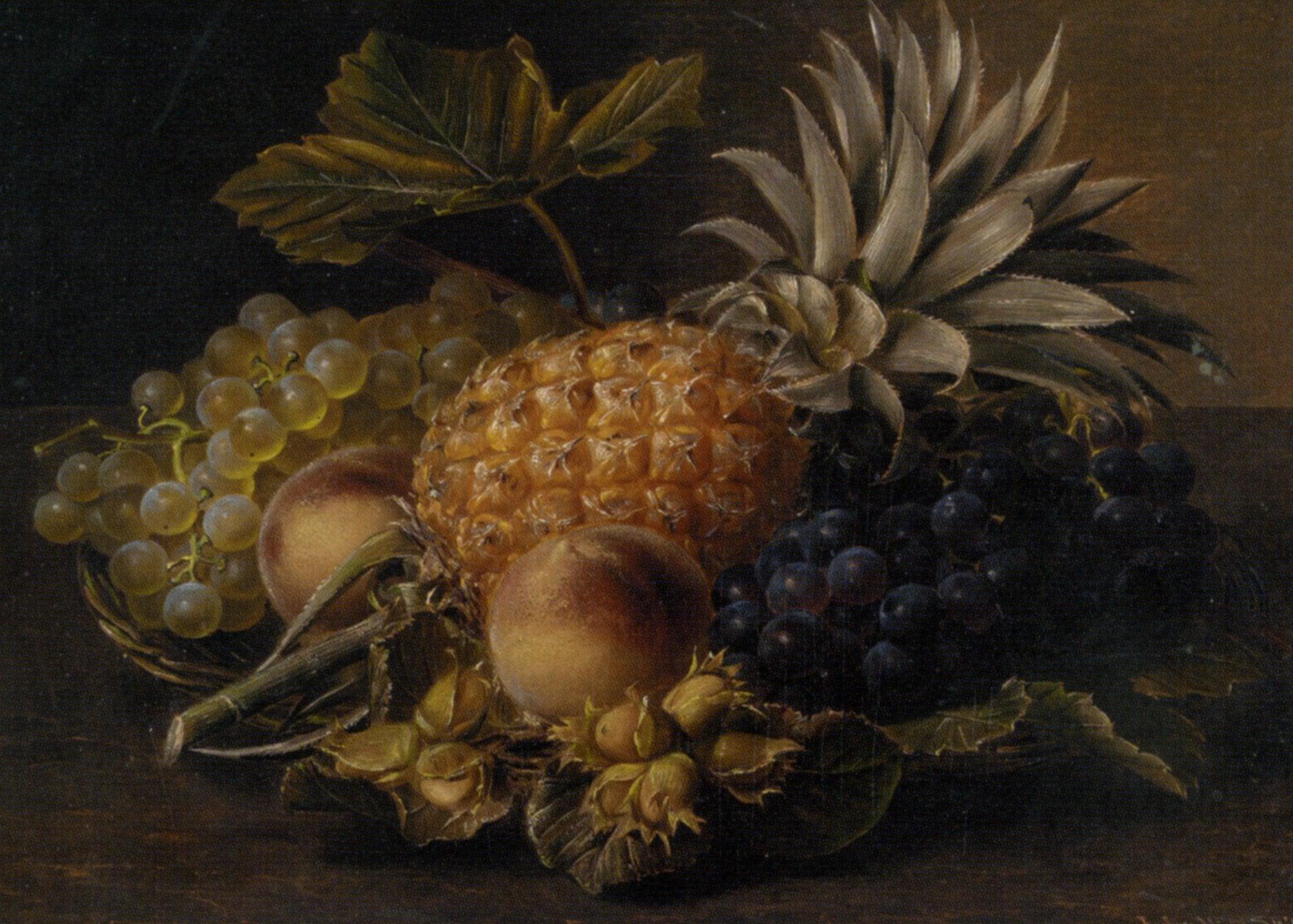 pintura Frutas Y Avellanas En Una Cesta - Johan Laurentz Jensen