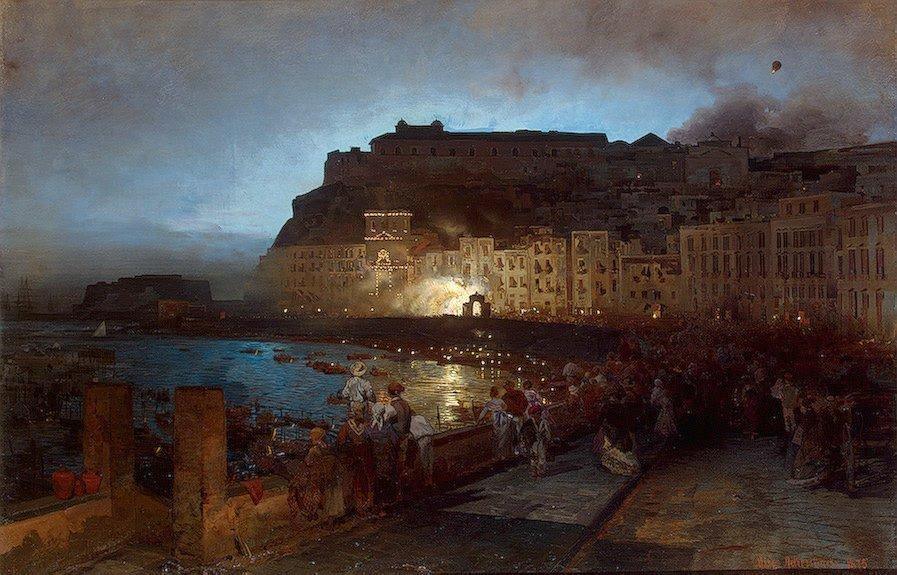 pintura Fuegos Artificiales En Nápoles - Achenbach Oswald