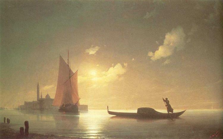 pintura Gondolero En El Mar De Noche - Ivan Aivazovsky