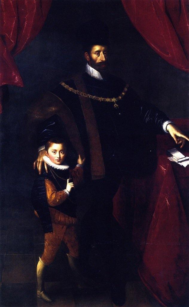pintura Guillermo V Duque De Baviera Con Su Hijo Alberto V - Hans von Aachen