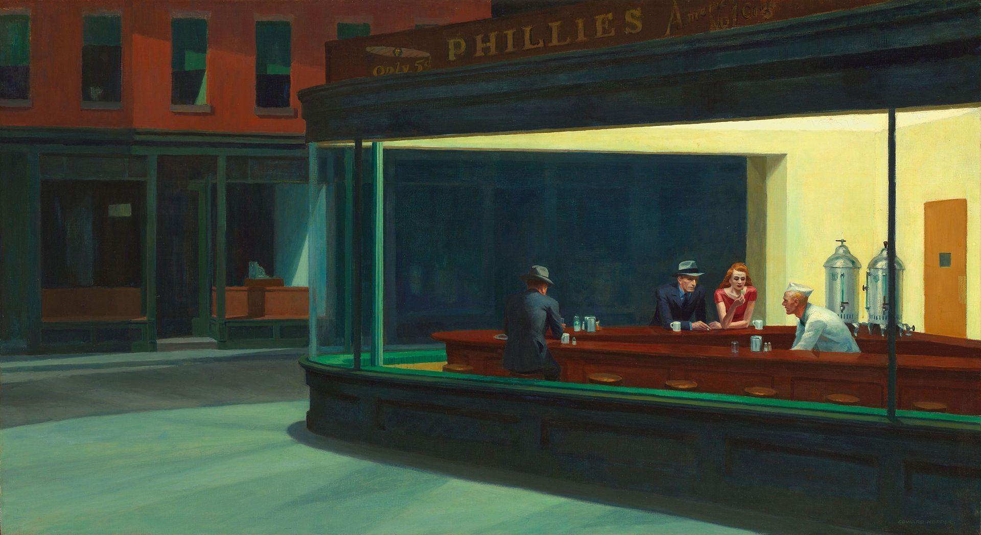 pintura Halcones Nocturnos o Los Noctámbulos (Nighthawks) - Edward Hopper