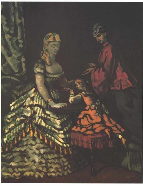pintura Interior Con Dos Mujeres Y Un Niño - Paul Cezanne