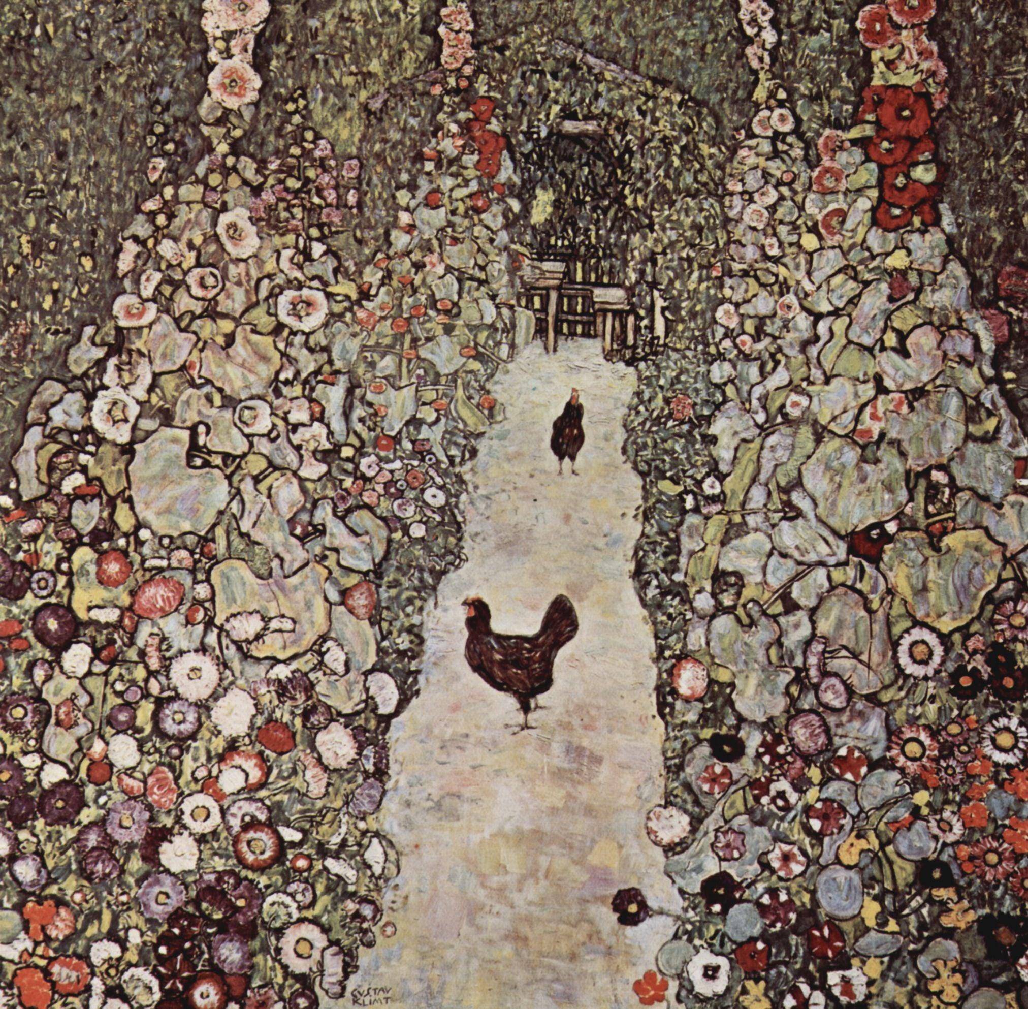pintura Jardín Con Gallos - Gustav Klimt