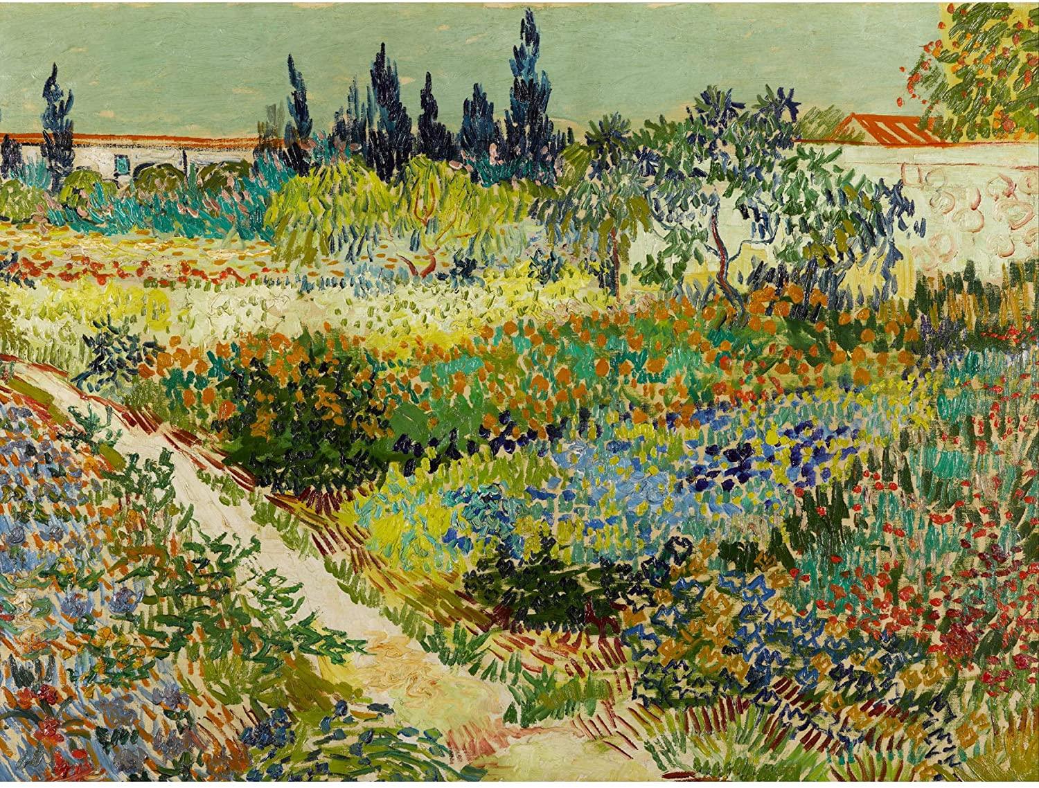 pintura Jardín De Flores Con Camino - Vincent Van Gogh