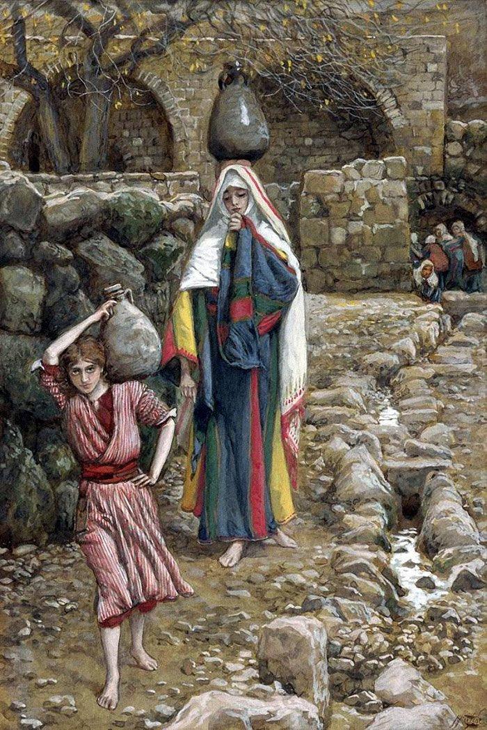 pintura Jesús Y Su Madre En La Fuente - James Tissot
