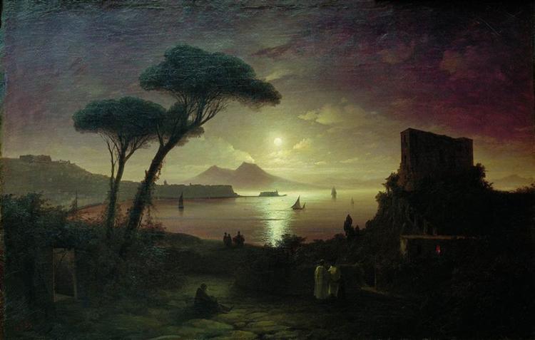 pintura La Bahía De Nápoles En La Noche De Luna - Ivan Aivazovsky