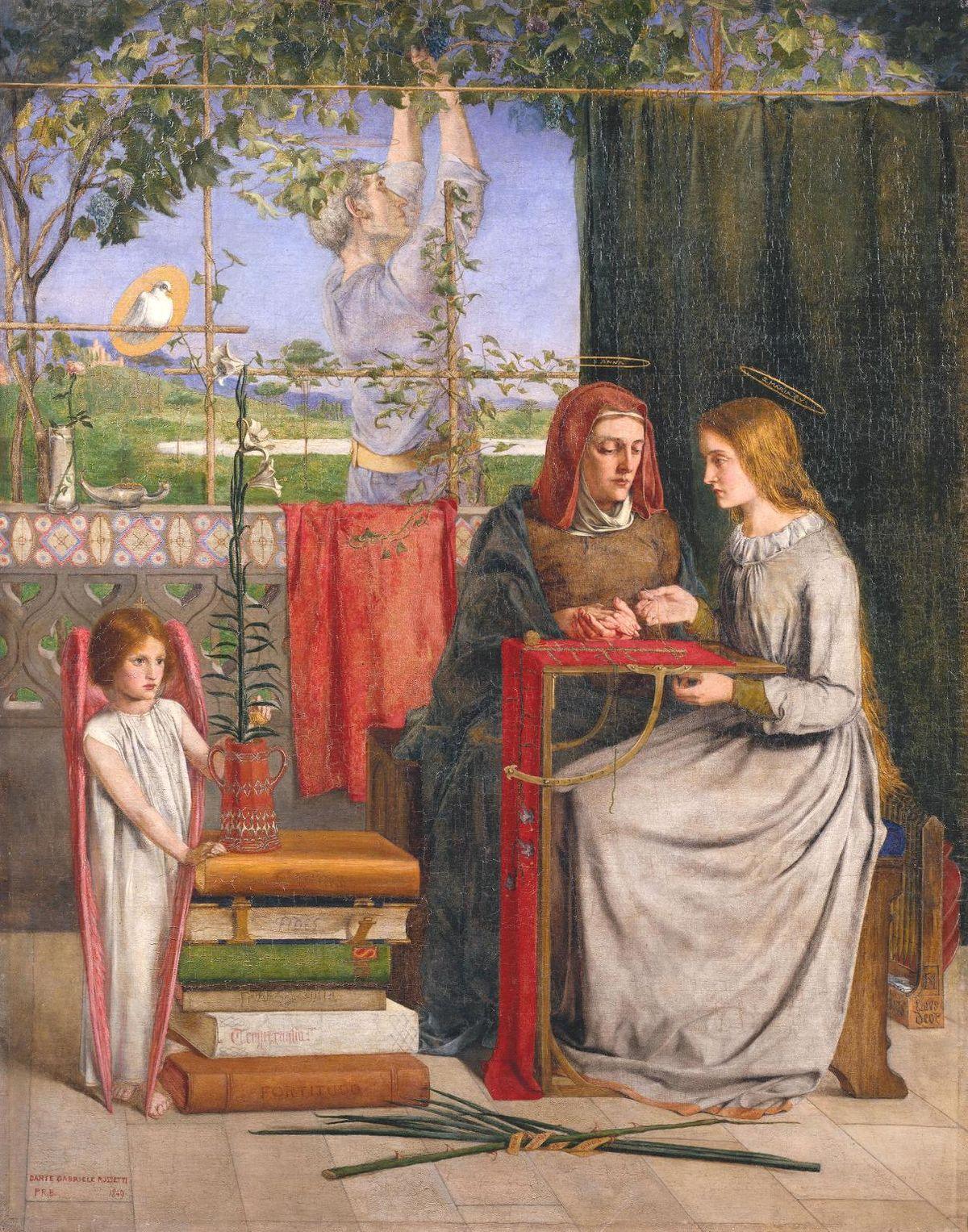 pintura La Infancia De La Virgen María - Dante Gabriel Rossetti